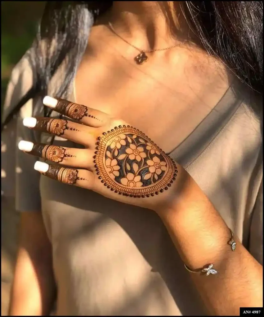 Flower Mehndi Design For Front Hand